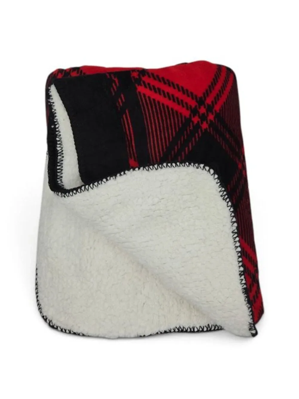 Victoria’s Secret PINK Red Black Plaid Sherpa Throw Blanket 50x60 Cozy Soft